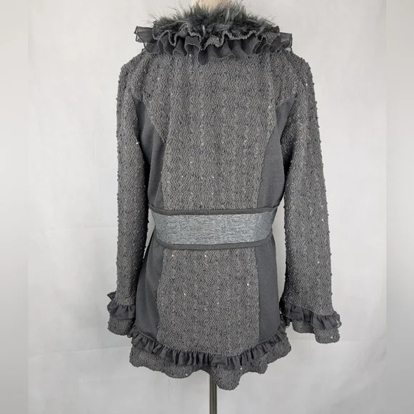 Fantazia Jacket Mixed Fabric button Front Size Medium - Picture 6 of 10